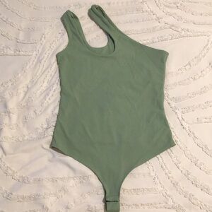 Green One-Piece Bodysuit one shoulder small